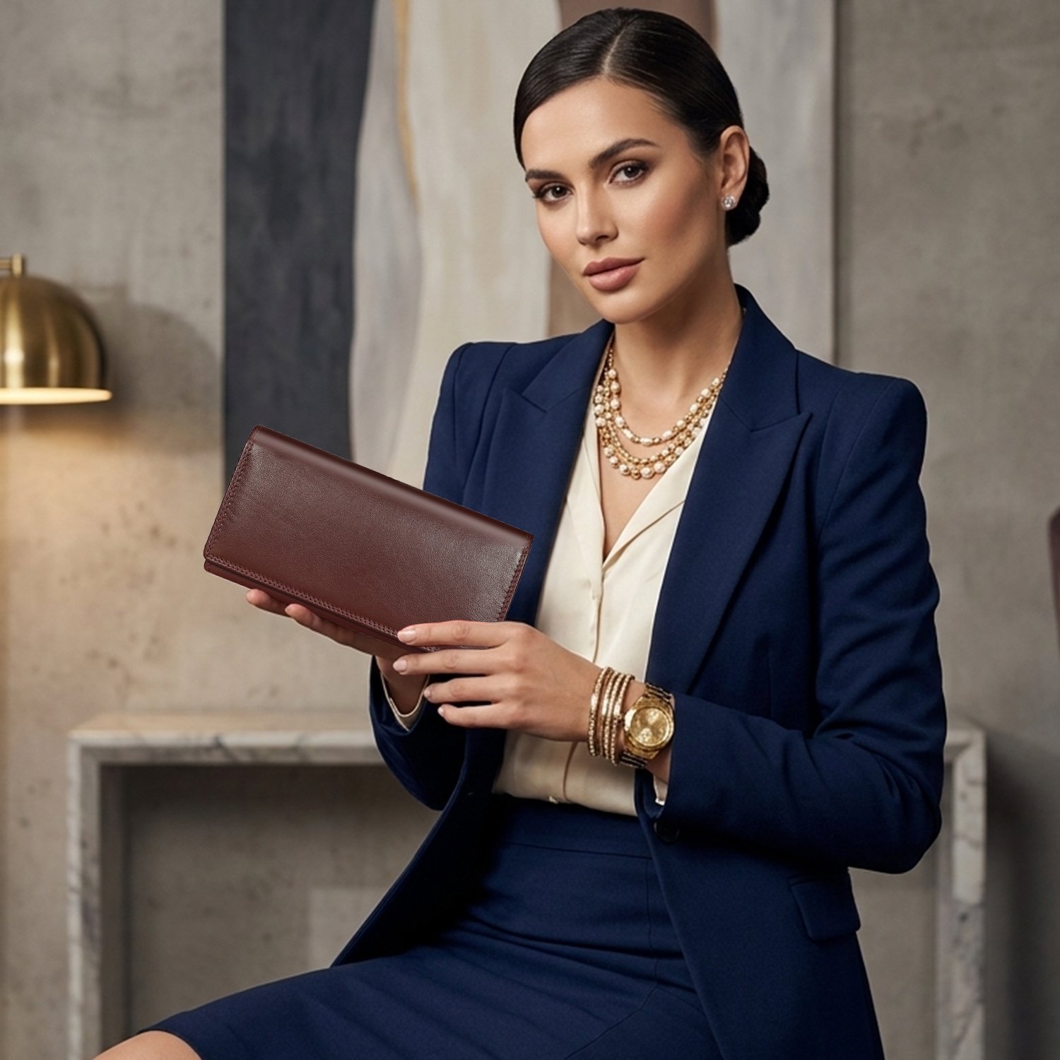 High Capacity Leather Clutch Wallet for Women – Bulk Export | Model 1757TN - Image 9