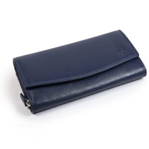 Blue premium leather clutch for women