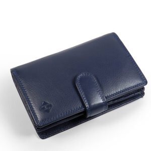Women’s Travel Organizer Wallet – High Capacity Genuine Leather Blue