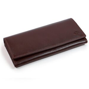 Tan brown leather clutch