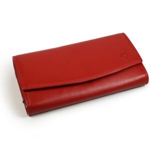 Red women leather clutch