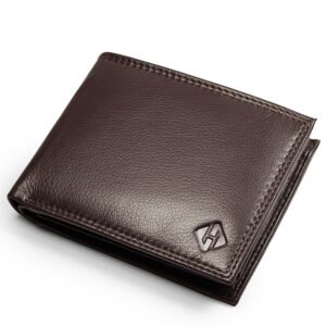 Top Grain Brown Leather Bifold Wallet with RFID