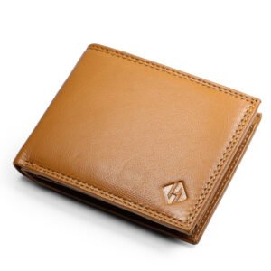 Top Grain TAN Leather Bifold Wallet with RFID
