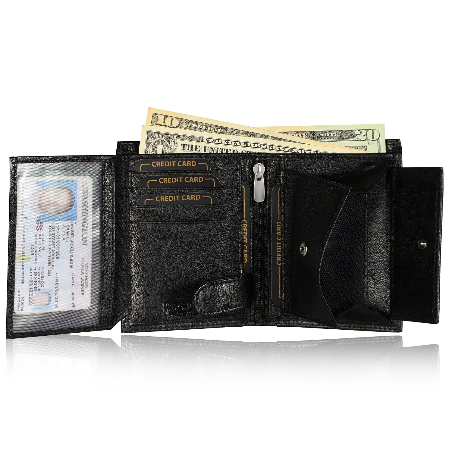 Premium Leather RFID Wallet | Compact Leather Bifold Wallet - Image 2