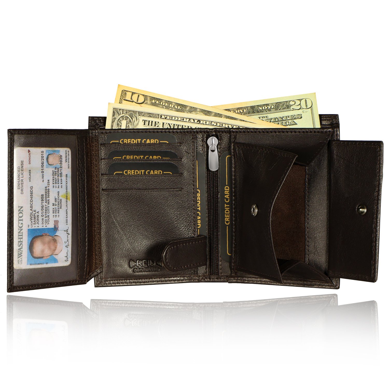 Premium Leather RFID Wallet | Compact Leather Bifold Wallet - Image 2