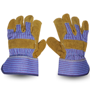 Canadian split leather safety gloves with reinforced palm and safety cuff