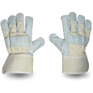 Canadian grain leather safety gloves with canvas back and safety cuff