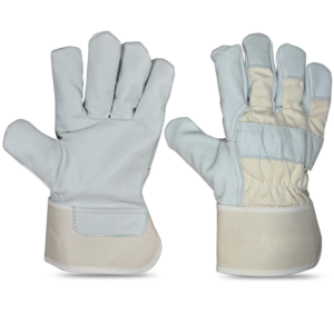 Canadian grain leather safety gloves with canvas back and safety cuff