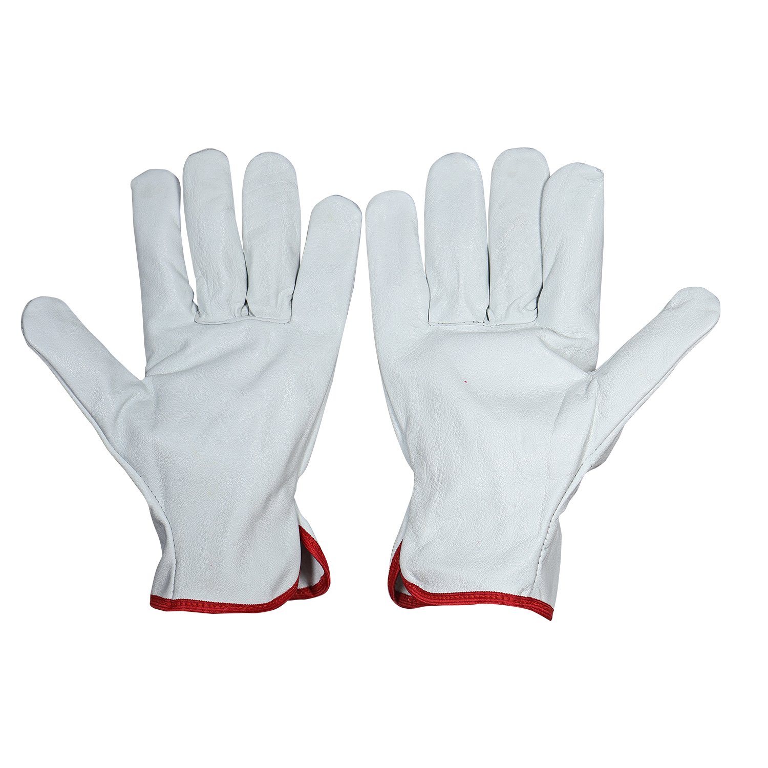 Back view of white grain leather driver gloves with elastic wrist